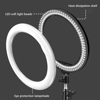 Anel de luz para selfie de 10 polegadas, luz de preenchimento para fotografia, lâmpada de anel led para gravação de vídeo, transmissão ao vivo, lâmpada led para selfie
