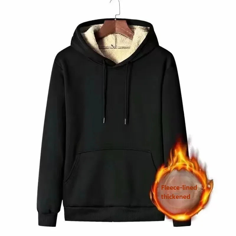 Moda masculina forrado de lã engrossado cardigan moletom com capuz terno esportivo outono/inverno conjunto casual ao ar livre