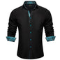 DiBanGu Camisa Masculina de Manga Longa Preto Sólido Vermelho Paisley Cor Contraste Moda Vestido Camisa para Homens Gola Botão para baixo Roupas Masculinas