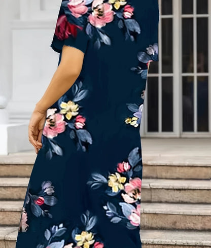 Moda elegante vestido feminino solto vestido casual feminino vestido impresso novo temperamento