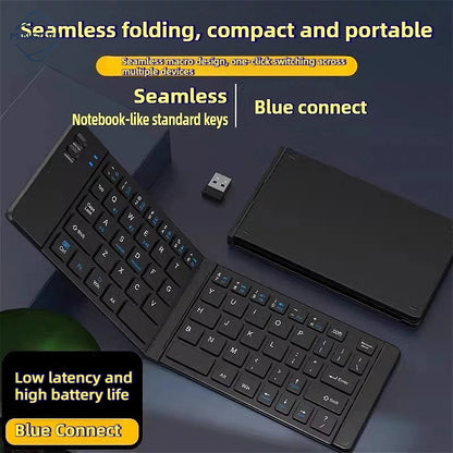 Mingcvol mini teclado sem fio dobrável fino portátil bluetoo threchargeable teclado dobrável para xiaomi ios windows android