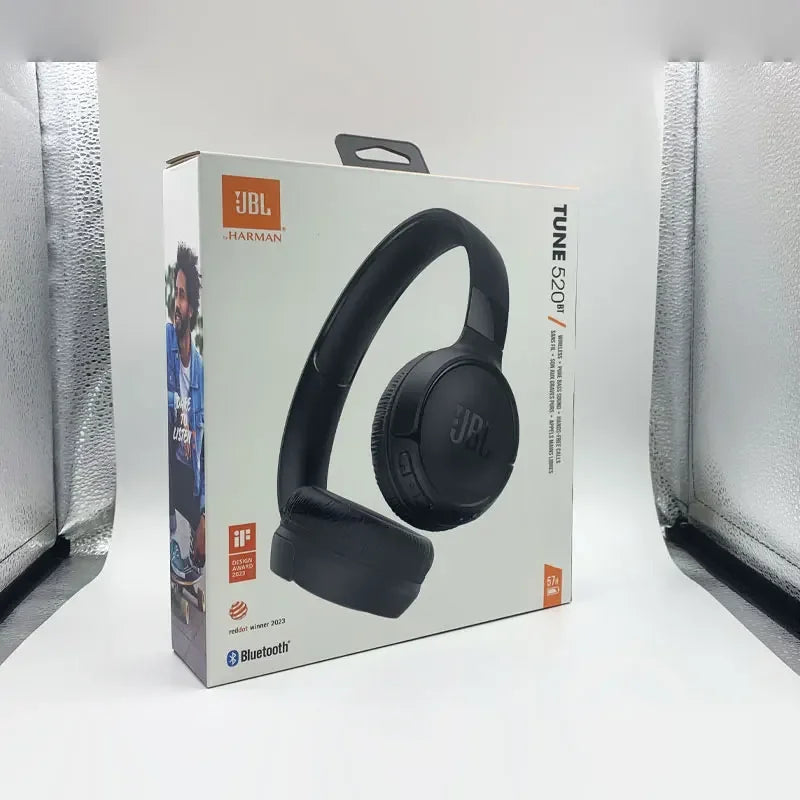 JBL 100% Original TUNE 520BT Fones de ouvido sem fio Bluetooth para meninos e meninas, fones de ouvido esportivos musicais com microfone