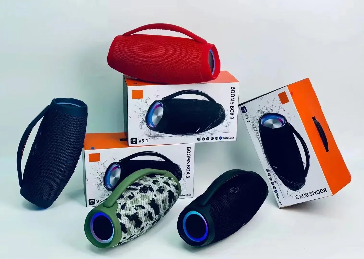 BOOMBOX 3 Alto-falante Bluetooth Sem Fio de Alta Potência, 100W, Luz RGB, Festa Music Center, Home Theater Portátil, Baixo Pesado, TWS