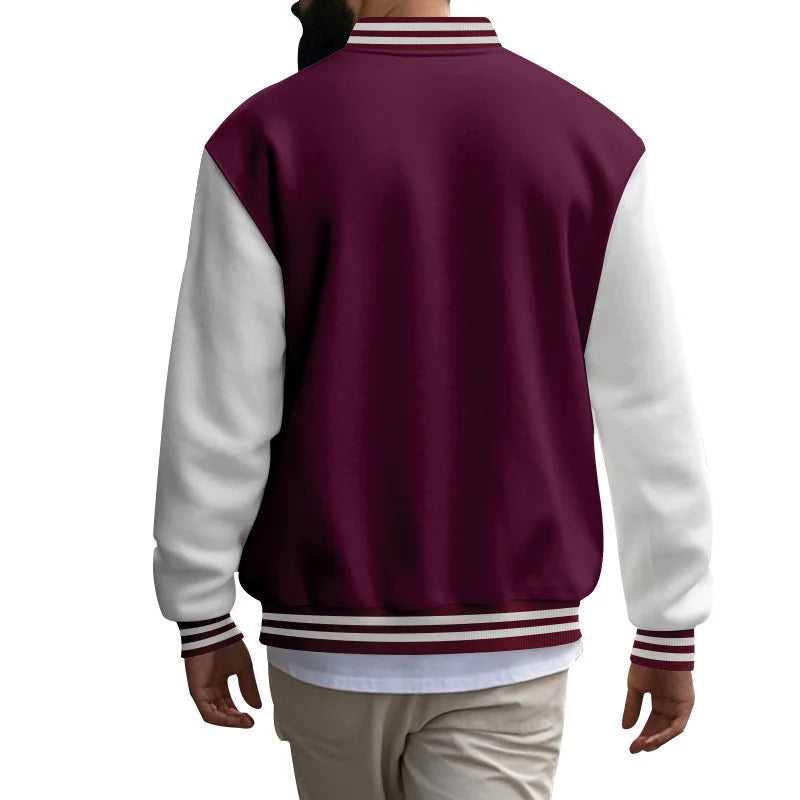 Cross-border men's autumn and winter flight jacket baseball jersey velvet loose casual stand-up jacket men