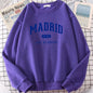 Espanha madrid est 1902 los blancos impressão dos homens com capuz roupas oversize crewneck agasalho solto pulôver masculino streetwear
