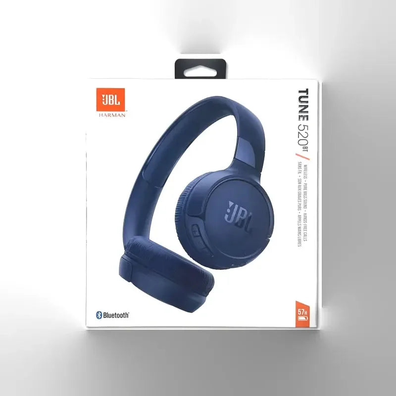 JBL 100% Original TUNE 520BT Fones de ouvido sem fio Bluetooth para meninos e meninas, fones de ouvido esportivos musicais com microfone