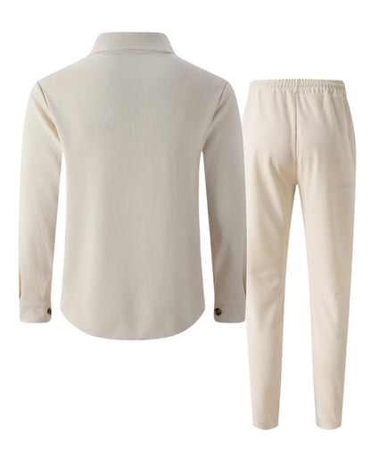 Jaqueta masculina de trabalho com verificação de waffle, jaqueta elegante com botão de lapela e calças compridas, confortável, respirável, casual, roupa de negócios, 1/2 peças