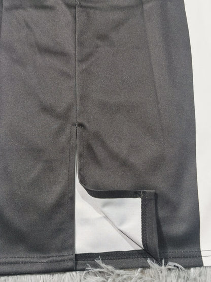 Mulheres elegantes vestidos de festa clube 2025 verão moda colorblock em torno do pescoço bodycon vestido sem mangas casual mini vestido preto