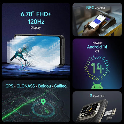 Ulefone armor 25t pro 5g telefone robusto com imagem térmica android 14 33w 64mp visão noturna smartphone nfc à prova de água