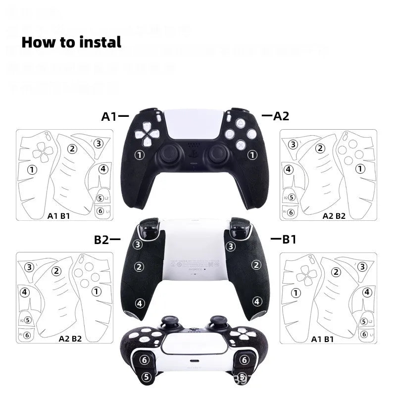 Novos acessórios para controlador ps5/dualsense edge gamepad camurça couro material absorvente de suor toque macio adesivo antiderrapante