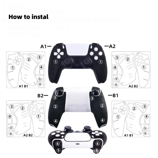 Novos acessórios para controlador ps5/dualsense edge gamepad camurça couro material absorvente de suor toque macio adesivo antiderrapante