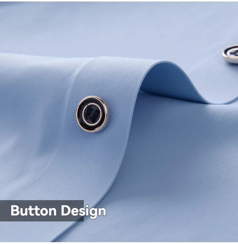 Nova alta qualidade de seda gelo negócios masculinos casual camisa de manga curta verão ultra-fino respirável esportes ao ar livre cor sólida topo