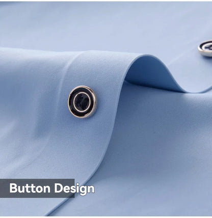 Nova alta qualidade de seda gelo negócios masculinos casual camisa de manga curta verão ultra-fino respirável esportes ao ar livre cor sólida topo