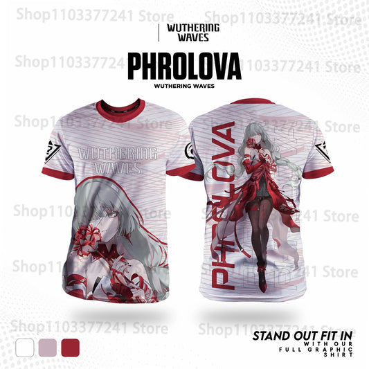 Jogo Wuthering Waves Role Playing Camisetas 3D Phrolova Impressão Unissex Anime Camisetas Homens/Mulheres Manga Curta O-pescoço Camiseta Criança Y2k Tops