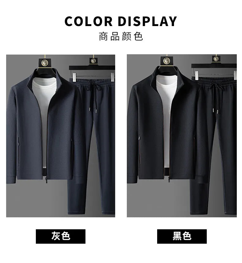 (Jaquetas + calças) 2025 primavera moda masculina jaquetas homem casacos de manga longa jaquetas casuais masculinas um conjunto de roupas tamanho M-5XL