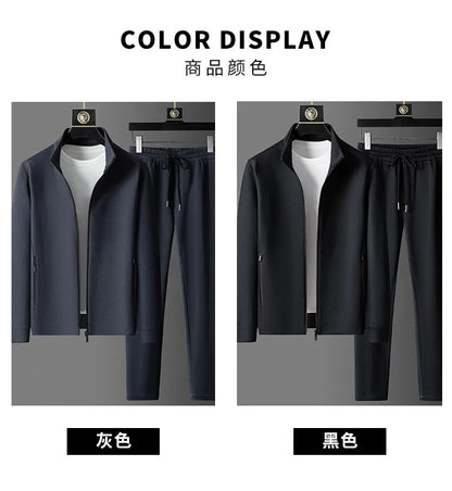 (Jaquetas + calças) 2025 primavera moda masculina jaquetas homem casacos de manga longa jaquetas casuais masculinas um conjunto de roupas tamanho M-5XL