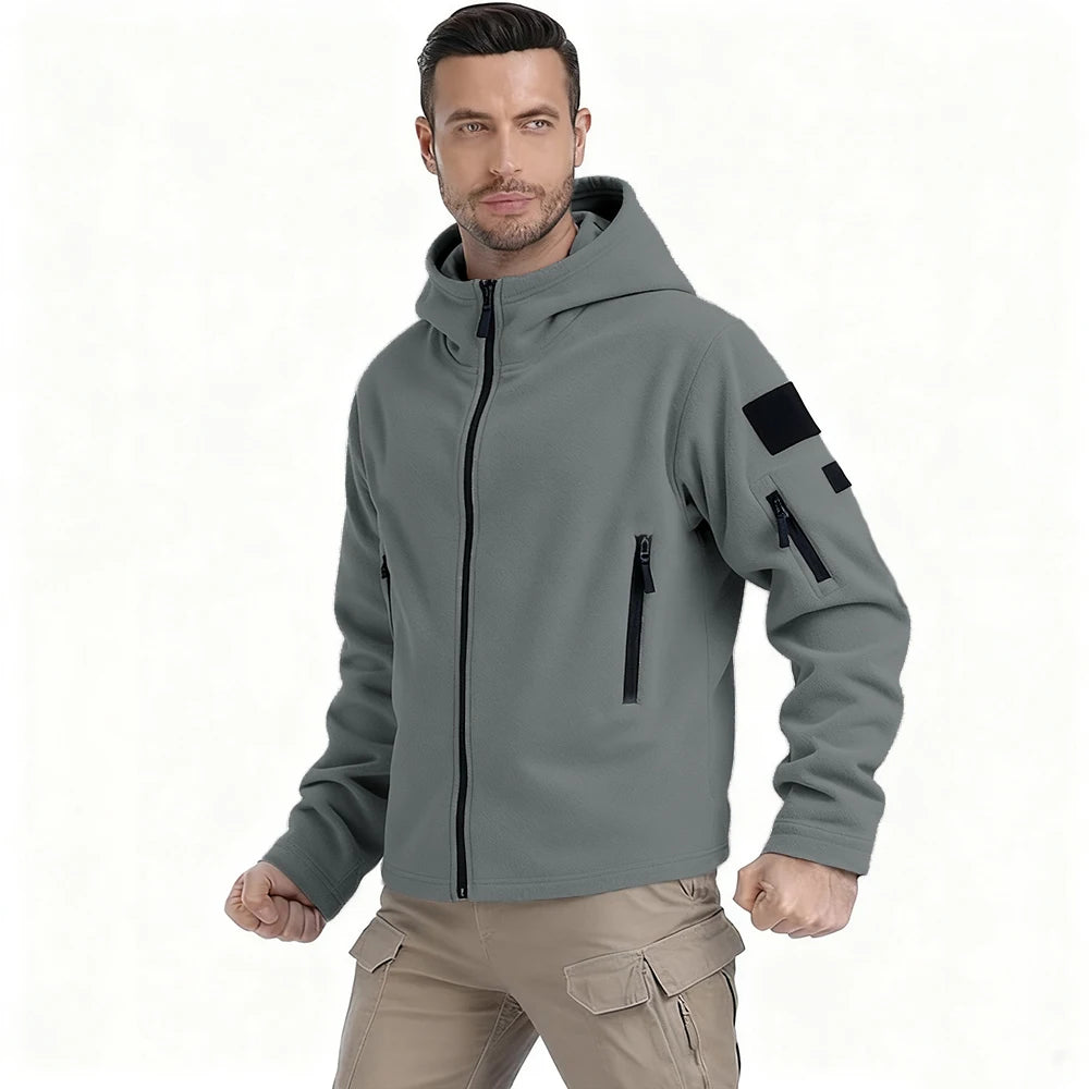 Jaqueta de lã masculina de caça de inverno casacos quentes polar ao ar livre jaqueta com capuz multi-bolso casual completo zip esporte caminhadas casaco S-XXXL