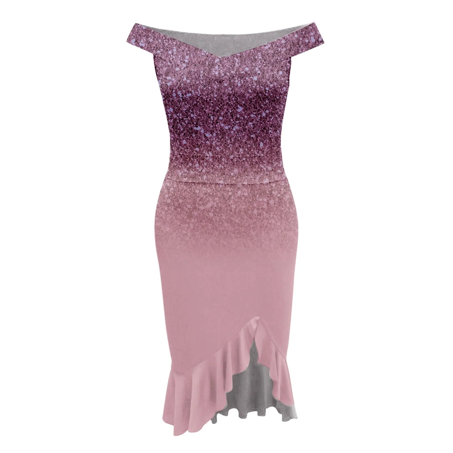 Vestido de festa feminino na altura do joelho, sexy fora do ombro, plissado dividido, bodycon monocromático, glitter, vestidos elegantes, moda feminina