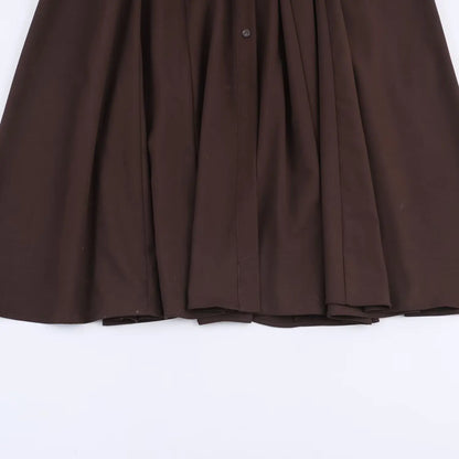 Moda feminina casual elegante vestido longo outono solto camisa-estilo botão cinto saia cor lisa colarinho manga longa anágua