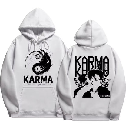 Quarto álbum de KPOP KARMA moletom com capuz masculino estampado FELIX HAN BANGCHAN CHANGBIN HYUNJIN LEE moda esportiva