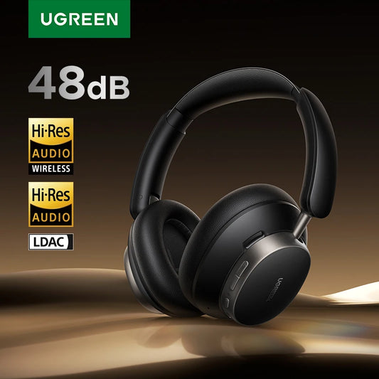 UGREEN Studio Pro 48dB ANC Fones de ouvido sem fio sobre a orelha Fones de ouvido Bluetooth Cancelamento de ruído ativo Hi-Res LDAC 120h Playtime