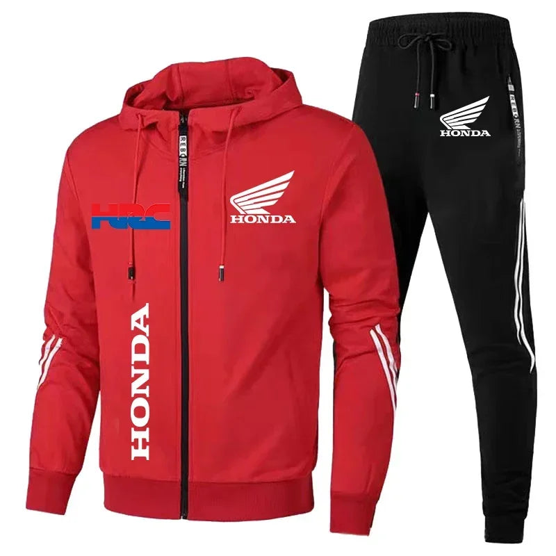 H novo agasalho honda roupas masculinas honda hrc logotipo impressão ternos de suor zip hoodies + calças 2 peça define masculino honda hrc roupas esportivas