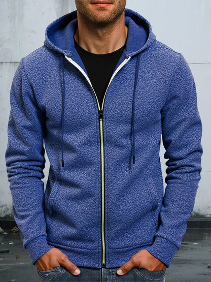 Outono casacos com capuz jaqueta para homens casual fecho de zíper moletom com capuz fino ajuste streetwear roupas esportivas masculinas