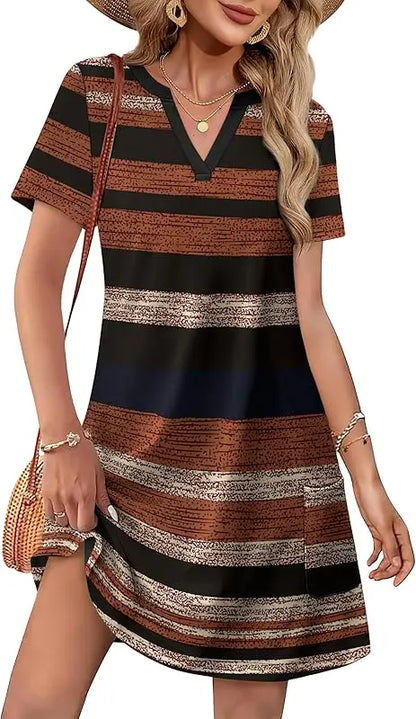 Vestidos de moda para mulheres 2025 casual verão com decote em v vestido de convidado de casamento manga curta moda praia férias roupas