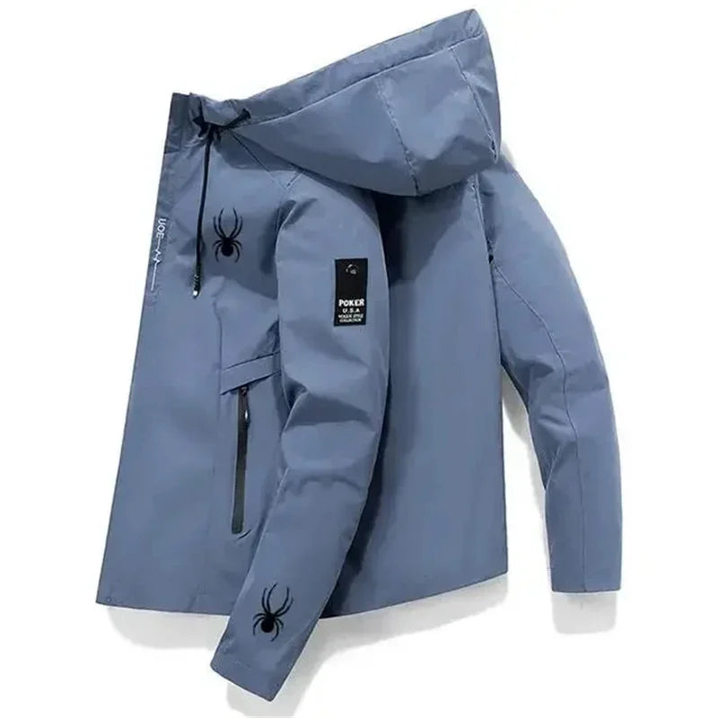 Jaqueta esportiva masculina à prova de vento, casaco de treinamento ao ar livre com capuz, corta-vento atlético de alta qualidade, top de corrida casual streetwear