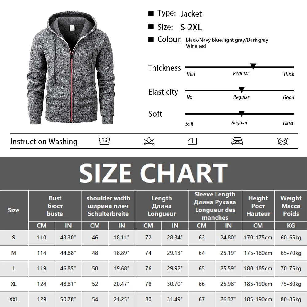 Outono casacos com capuz jaqueta para homens casual fecho de zíper moletom com capuz fino ajuste streetwear roupas esportivas masculinas