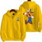 Goofy masculino impressão dos desenhos animados hoodie primavera outono feminino moletom de grandes dimensões com zíper novo casal rua moda casaco
