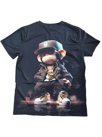 Hip hop macaco padrão impressão camisetas o-pescoço manga curta camiseta roupas de grife dos homens macaco impressão roupas masculinas designer camisetas