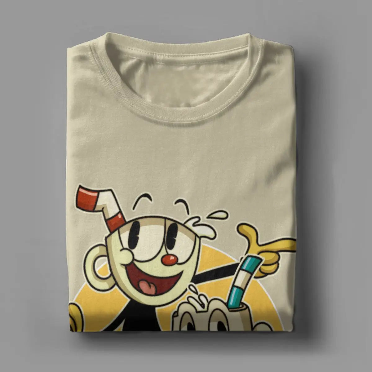 Cuphead & mugman retro jogos camisetas masculinas engraçado camiseta de manga curta o pescoço t-shirts algodão roupas tamanhos grandes