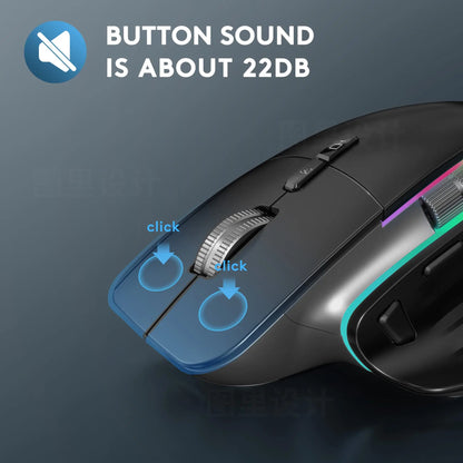 Ergonômico bluetooth 2.4g mouse tri-mode sem fio mouse para jogos USB-C rgb recarregável mause 5 dpi 9 botões para computador pc tablet