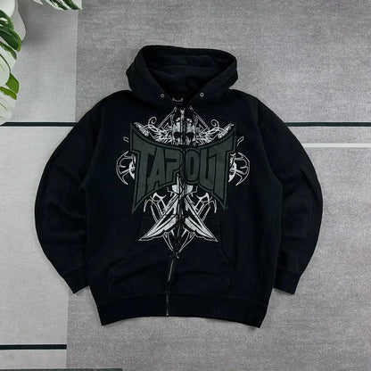2000s crânio padrão gótico hoodie y2k zíper rosto coberto crânio padrão impresso hoodie casual punk hip hop rua retro engraçado