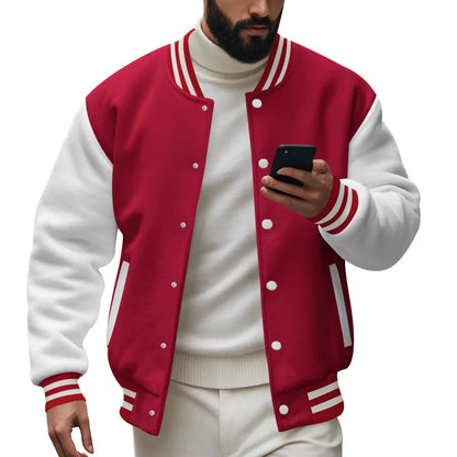 Cross-border men's autumn and winter flight jacket baseball jersey velvet loose casual stand-up jacket men