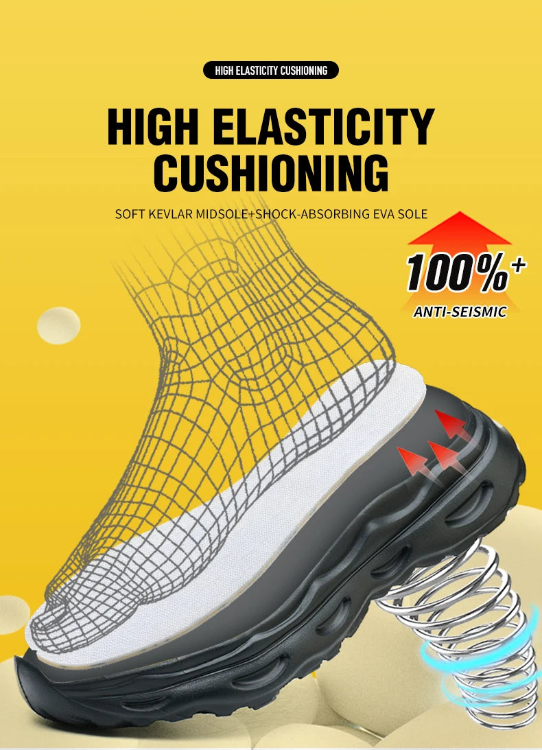 2025 botão rotativo sapatos de segurança homens anti esmagamento anti piercing sapatos de trabalho homens sapatos de dedo do pé de aço antiderrapante sapatos indestrutíveis