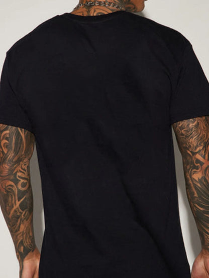 Verão masculino 100% algodão moda casual solto poliéster astronauta planeta padrão impresso em torno do pescoço manga curta camiseta topo