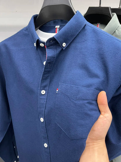 Novo 100% algodão camisa de manga comprida masculina designer marca primavera outono moda negócios confortável respirável topo roupas masculinas