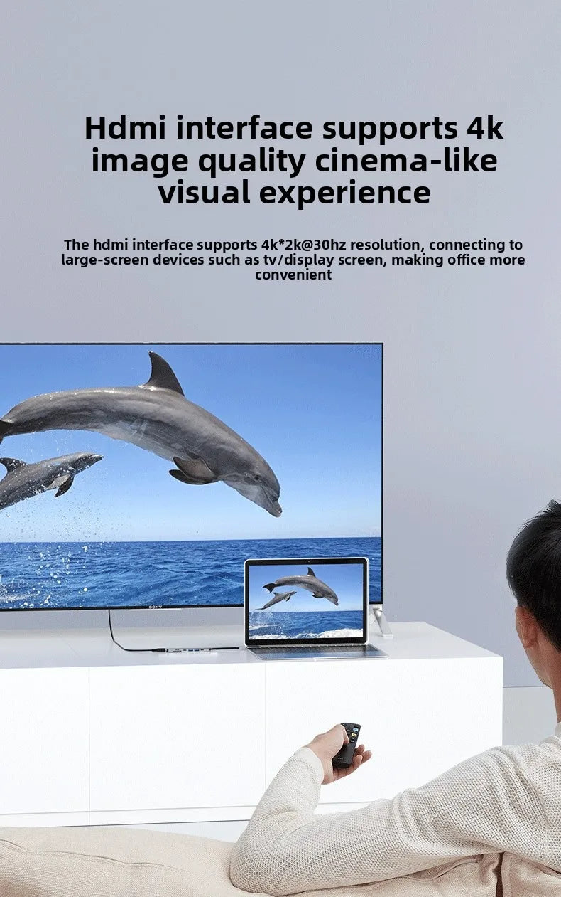 Usb 3.0 tipo-c hub para adaptador hdmi 4k 30hz sd tf cartão pd 87w divisor de carga rápida usb docking stations hub para macbook computar