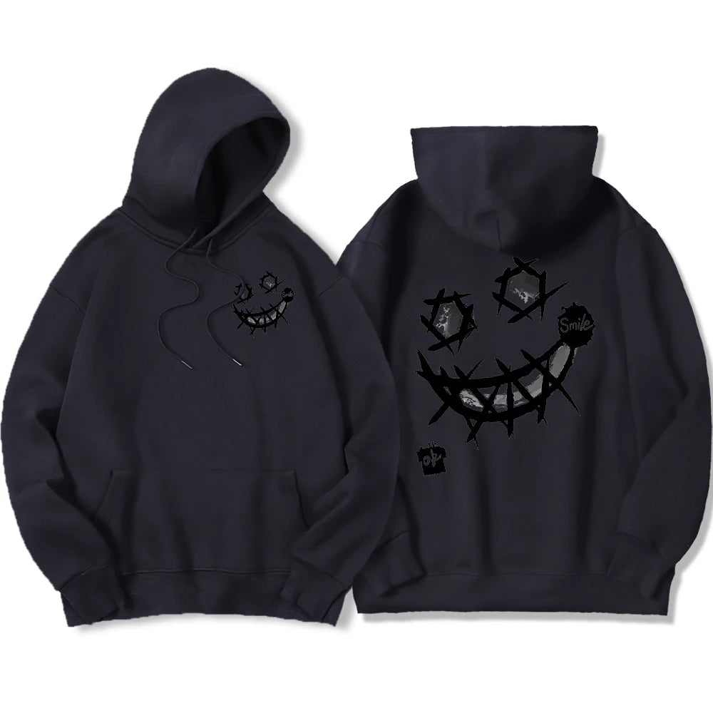 Por favor, sorriso, ok padrões interessantes moletom masculino harajuku moda com capuz quente casual hoodies outono oversize topos