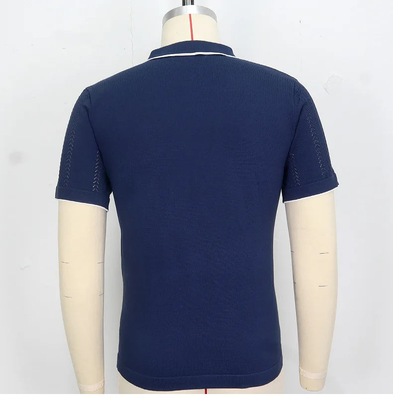 Conjunto de duas peças de seda gelo masculino manga curta, terno casual de negócios, roupa masculina, ginástica, alta qualidade, verão