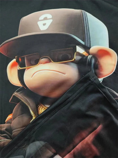 Hip hop macaco padrão impressão camisetas o-pescoço manga curta camiseta roupas de grife dos homens macaco impressão roupas masculinas designer camisetas