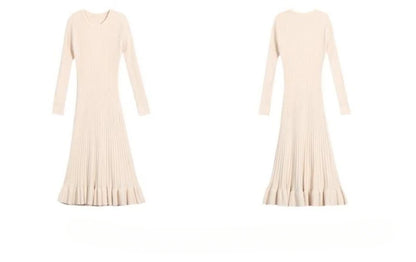 Comprimento do joelho feminino vestido de malha, vestidos monocromáticos, cover up, midi, roupas formais, preto, branco, crochê, moda, moda coreana