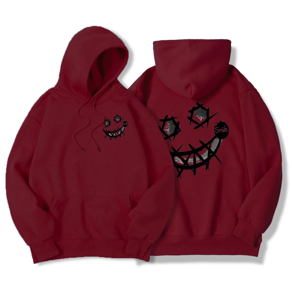 Por favor, sorriso, ok padrões interessantes moletom masculino harajuku moda com capuz quente casual hoodies outono oversize topos