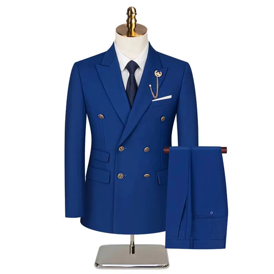 Terno masculino (blazer + colete + calças) elegante cavalheiro negócios trespassado estilo britânico banquete anfitrião casual terno de casamento