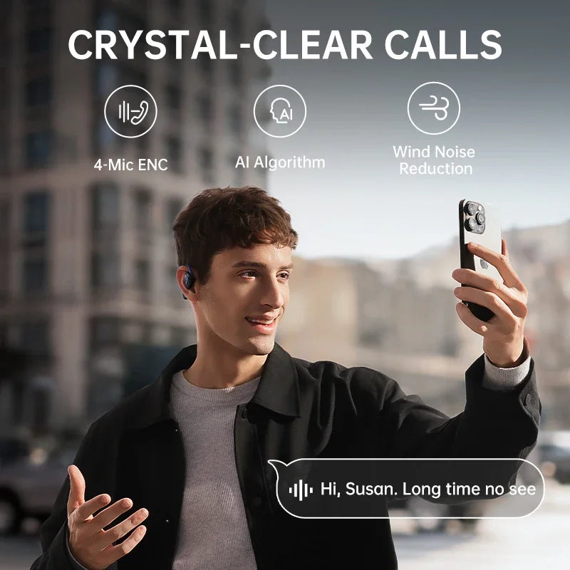 Baseus Bowie MF1/Eli 15i Fit Open-Ear Sport Fones de ouvido sem fio Bluetooth 5.4 Ganchos para os ouvidos Big Bass Sport Fones de ouvido 60 horas de reprodução