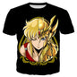 Saint seiya t camisa masculina moda camisetas crianças hip hop topos t anime impressão 3d camiseta verão masculino gráfico topos meninos t