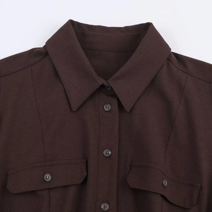 Moda feminina casual elegante vestido longo outono solto camisa-estilo botão cinto saia cor lisa colarinho manga longa anágua