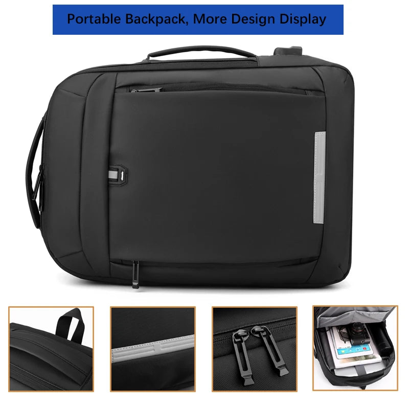 17 Polegada negócios portátil mochila à prova dwaterproof água notebook para homens saco de livro escolar expansível multifuncional carregamento usb homem mochilas